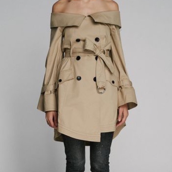 Marissa Webb Ellen Off-the-Shoulder Trench Coat - Picture 1 of 4